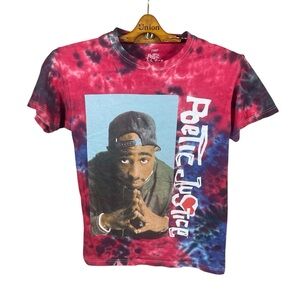2 Pac Poetic Justice Men’s/ Unisex Graphic Tie-Dyed Short Sleeve T-Shirt Size S